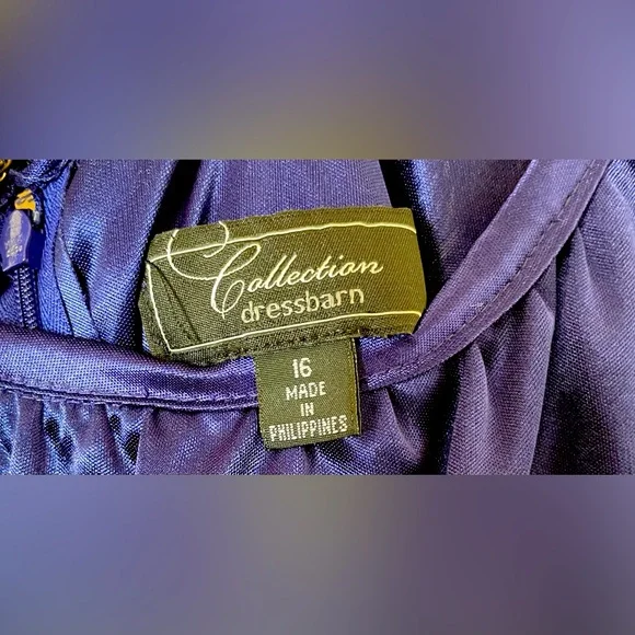 Dress Barn Blue Cape Sleeve Midi Dress Size 16 Shiny - Picture 3 of 9